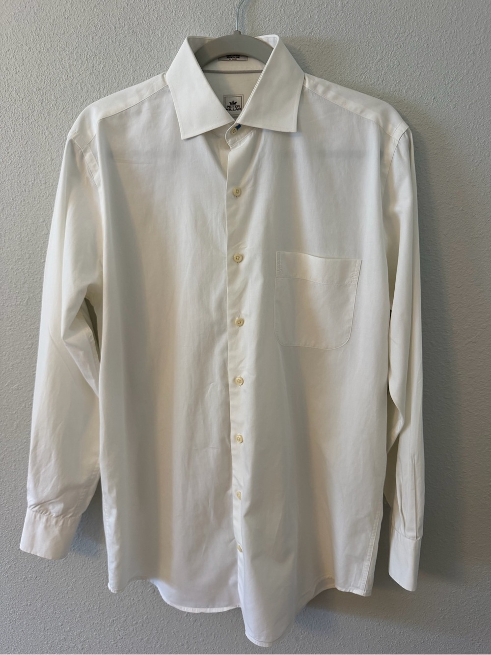 Peter Millar Men's White Dress Shirt with Chest Pocket